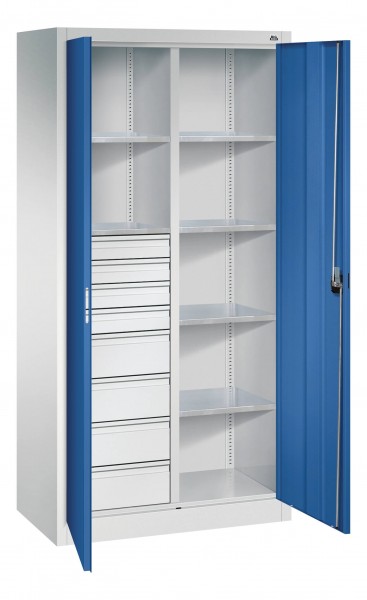 Materialschrank mit Mittelwand und Schubladen