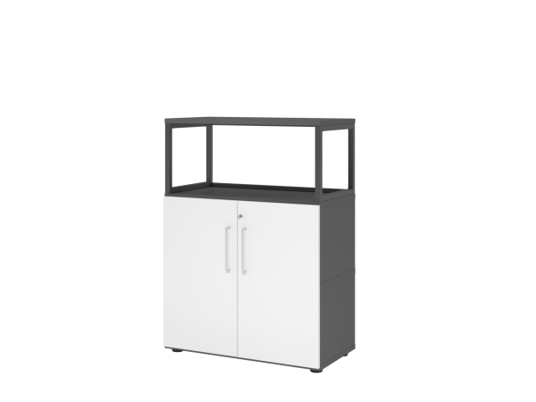 Büroschrank aus Holz mit Türen & offenem Regal
