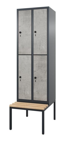 HPL-Doppelstockspind mit untergebauter Sitzbank Comfort