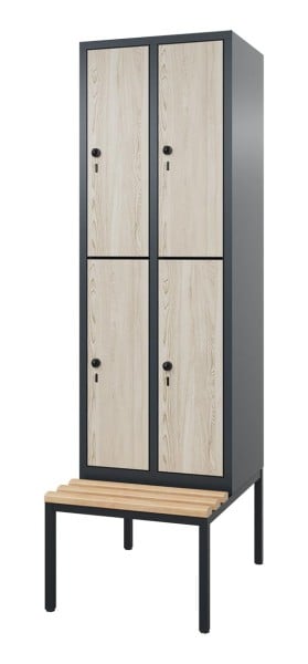 HPL-Doppelstockspind mit untergebauter Sitzbank Comfort