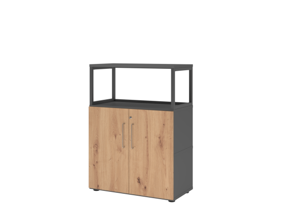 Büroschrank aus Holz mit Türen & offenem Regal
