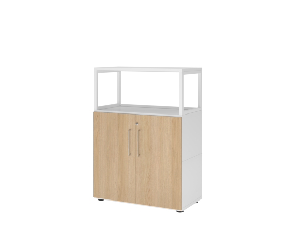 Büroschrank aus Holz mit Türen & offenem Regal