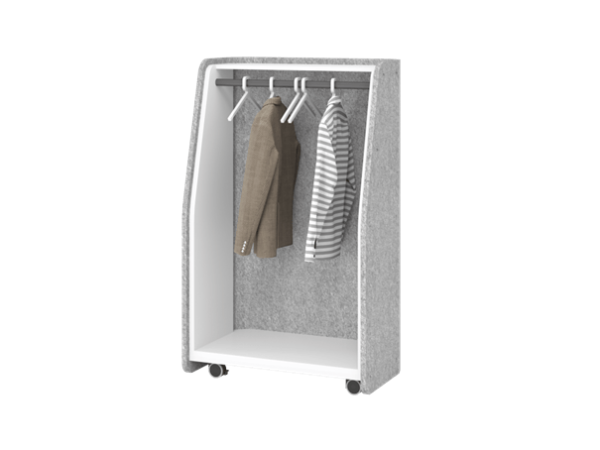 Mobile Garderobe mit Akustik-Einhausung