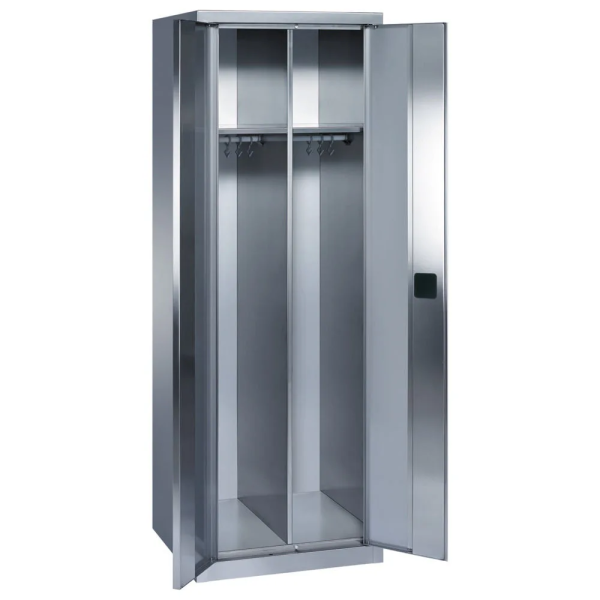 Edelstahl-Garderobenschrank 2 Abt. (300 mm)