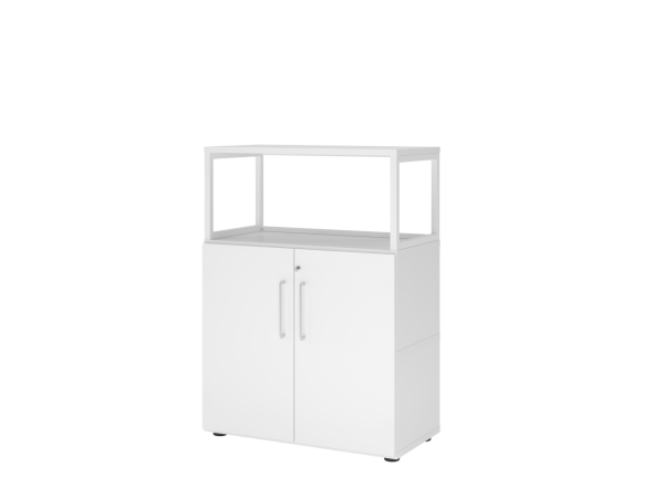 Büroschrank aus Holz mit Türen & offenem Regal