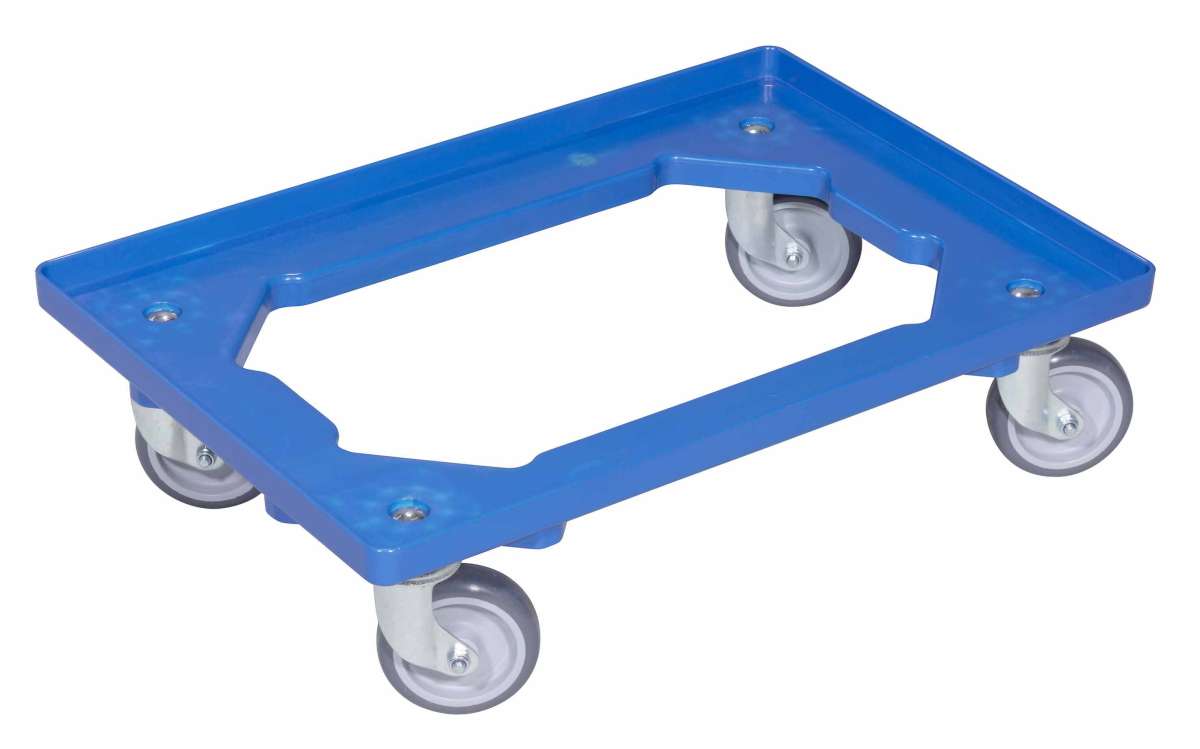 Produktbild von 2x Transportroller Rot Für 60x40 Eurobehälter – Mit Gummirädern, Traglast 250kg, Inkl. Zollstock