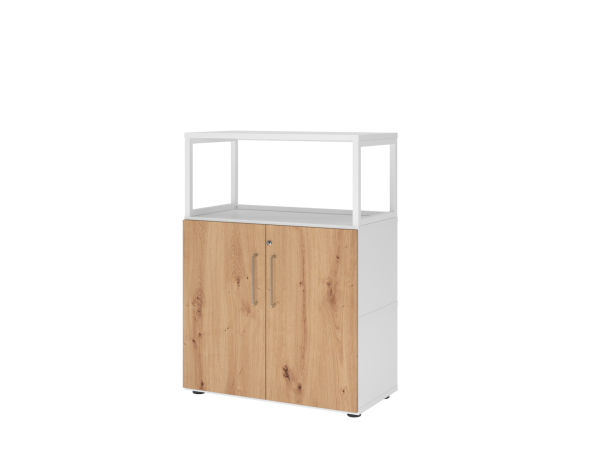 Büroschrank aus Holz mit Türen & offenem Regal